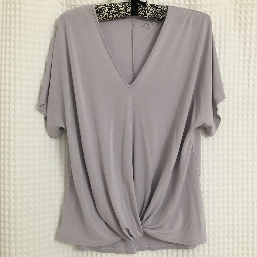 Loft Light Gray Knotted Top